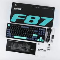 klaviatura aula - AULA Gasket F87 Pro Keyboard Black Cyan Blue GrayWoodV4 RGB - 2 nuotrauka