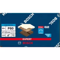 80 slifavimo padas - Šlifavimo popierius Bosch C470; 125 mm; G80, 50 vnt. - 2 nuotrauka