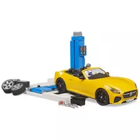 bruder - BRUDER bworld Automobilių Aptarnavimo Centras + Roadster, mėlyna/geltona - 2 nuotrauka