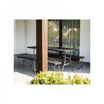 sulankstomi baldai - Lauko baldų komplektas Gardlov 00017966, juodas (Black), 180 cm + 2 suolai - 2 nuotrauka