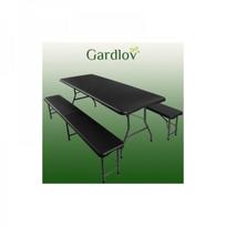 sulankstomi baldai - Lauko baldų komplektas Gardlov 00017966, juodas (Black), 180 cm + 2 suolai - 7 nuotrauka