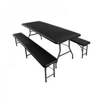 sulankstomi baldai - Lauko baldų komplektas Gardlov 00017966, juodas (Black), 180 cm + 2 suolai - 12 nuotrauka
