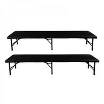 sulankstomi baldai - Lauko baldų komplektas Gardlov 00017966, juodas (Black), 180 cm + 2 suolai - 13 nuotrauka