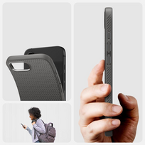 apple air deklas - Spigen Liquid Air Case for iPhone 16e / 17e - Pilkas (Gray) - 5 nuotrauka