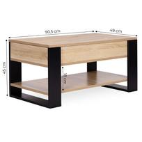 stalas transformeris - ModernHome Kavos staliukas transformeris su pakeliamu išskleidžiamu stalviršiu, Sonoma ąžuolas (Sonoma Oak) / Juodas (Black) - 2 nuotrauka
