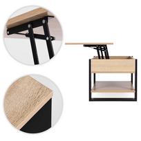 stalas transformeris - ModernHome Kavos staliukas transformeris su pakeliamu išskleidžiamu stalviršiu, Sonoma ąžuolas (Sonoma Oak) / Juodas (Black) - 4 nuotrauka