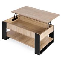 stalas transformeris - ModernHome Kavos staliukas transformeris su pakeliamu išskleidžiamu stalviršiu, Sonoma ąžuolas (Sonoma Oak) / Juodas (Black) - 5 nuotrauka
