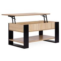 stalas transformeris - ModernHome Kavos staliukas transformeris su pakeliamu išskleidžiamu stalviršiu, Sonoma ąžuolas (Sonoma Oak) / Juodas (Black) - 6 nuotrauka