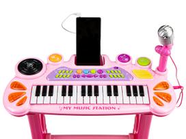sintezatorius - Vaikiškas pianinas EcoToys su mikrofonu ir MP3, Rožinis (Pink) - 3 nuotrauka