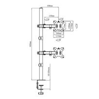 monitoriaus stovas laikiklis dvigubas - Maclean MC-967 Dvigubas vertikalus monitoriaus laikiklis, 13-27", max VESA 100x100, 2x 9 kg - 2 nuotrauka