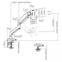 monitor vesa 100x100 - Ergo Office ER-445 Dujinis monitoriaus laikiklis 17"-35" 15kg - 2 nuotrauka