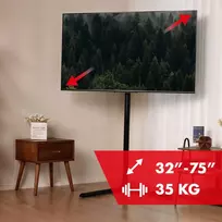 tv 32 - Maclean MC-494 Grindų televizoriaus stovas 32"-70", Juodas (Black) - 8 nuotrauka