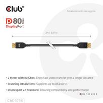 displayport 2.1 kabelis - Club 3D CAC-1094 DisplayPort 2.1 Kabelis 2m Juodas (Black) - 6 nuotrauka