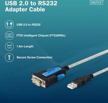 type 1 2 adapteris - Digitus USB to DB9 RS232 cable DA-70170 Permatomas (Transparent) 1.8m - 2 nuotrauka