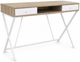 Rašomasis stalas su stalčiais Akord Furniture Factory Crossline, 50 cm x 120 cm, 80.5 cm, balta sp./sonoma ąžuolo sp.