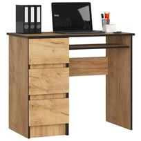 auksinis azuolas - Rašomasis stalas su stalčiais, kairės pusės Akord Furniture Factory A6 Left, 50 cm x 90 cm, 77 cm, oak craft sp. - 1 nuotrauka