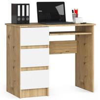 staliukas oak - Rašomasis stalas su stalčiais, kairės pusės Akord Furniture Factory A6 Left, 50 cm x 90 cm, 77 cm, balta sp./artisan oak sp. - 1 nuotrauka