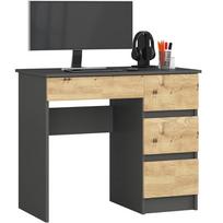 Rašomasis stalas su stalčiais Akord A-7, 90 cm x 50 cm, 77 cm, pilka sp./artisan oak sp.