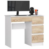 Rašomasis stalas su stalčiais Akord A-7, 90 cm x 50 cm, 77 cm, balta sp./sonoma ąžuolo sp.