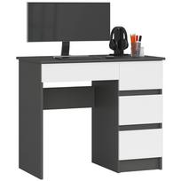 Rašomasis stalas su stalčiais Akord A-7, 90 cm x 50 cm, 77 cm, balta sp./pilka sp.