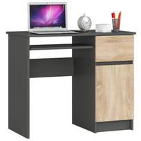 Rašomasis stalas su spintele Akord Furniture Factory Piksel Right, 90 cm x 50 cm, 77 cm, pilka sp./sonoma ąžuolo sp.