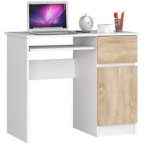 Rašomasis stalas su spintele Akord Furniture Factory Piksel Right, 90 cm x 50 cm, 77 cm, balta sp./sonoma ąžuolo sp.