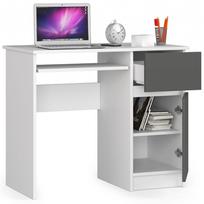 rasomasis stalas 90 cm - Rašomasis stalas su spintele Akord Furniture Factory Piksel Right, 90 cm x 50 cm, 77 cm, balta sp./pilka sp. - 5 nuotrauka