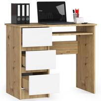 staliukas oak - Rašomasis stalas su stalčiais, kairės pusės Akord Furniture Factory A6 Left, 50 cm x 90 cm, 77 cm, balta sp./artisan oak sp. - 4 nuotrauka
