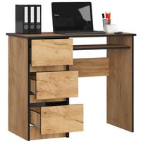 auksinis azuolas - Rašomasis stalas su stalčiais, kairės pusės Akord Furniture Factory A6 Left, 50 cm x 90 cm, 77 cm, oak craft sp. - 3 nuotrauka