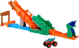 automobiliu garazas - Mattel Hot Wheels Monster Trucks rinkinys - Krokodilo iššūkis (JJN45) - 3 nuotrauka