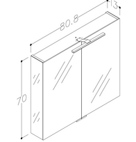 ermitazas vonios spintele - Vonios spintelė RB BATHROOM,pakabinama, su dvigubo veidrodžio dur.,LED, IP44,  80x70x13 cm - 2 nuotrauka