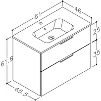 keramikines praustuves - Vonios spintelė RB BATHROOM GRAND 80, su praustuvu, rudo ąžuolo sp., 81 x 61,8 x 46 cm - 2 nuotrauka
