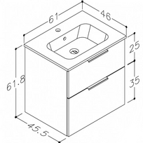 ermitazas vonios spinteles su praustuvu - Vonios spintelė RB BATHROOM GRAND 60, su praustuvu, rudo ąžuolo sp., 61 x 61,8 x 46 cm - 2 nuotrauka