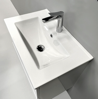 baldai - Vonios spintelė Raguvos Baldai COSMOS su praustuvu, balta matinė (White Matte) - 6 nuotrauka