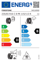 padangos 235 65 16c ziemines - Firestone Vanhawk Winter2 235/65 R16C 115/113R - 2 nuotrauka
