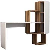 Rašomasis stalas su lentyna Kalune Design Acelya 845HCT3802, 145 cm x 45 cm, 74.8 cm, balta sp./riešuto sp.
