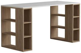 Rašomasis stalas su lentyna Kalune Design Colmar 855DTE3823, 140 cm x 60 cm, 75 cm, ąžuolo sp./balta sp.