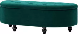 HOMCOM Suoliukas su daiktadėže, tamsiai žalias (Dark Green)