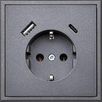liregus modern - Kištukinis lizdas ir USB A+C kroviklis Liregus Modern IUK-3-01.M/BM, juoda (Black) - 1 nuotrauka
