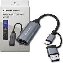 usb c kabelis - Qoltec USB-C į USB-A HDMI 4K 30Hz aliuminis adapteris - 2 nuotrauka