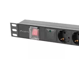 ilgintuva rite - Lanberg PDU-06E-0200-BK, 19" 1U, 16A, 6x230V PL, 2m Juodas (Black) - 4 nuotrauka