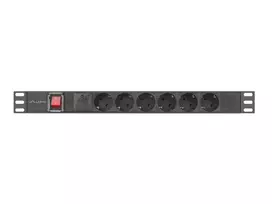 ilgintuva rite - Lanberg PDU-06E-0200-BK, 19" 1U, 16A, 6x230V PL, 2m Juodas (Black) - 5 nuotrauka