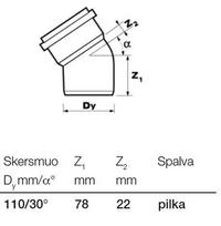 kanalizacijos vamzdziai - Alkūnė Wavin Elbow Pipe Optima Grey 30° 110mm - 2 nuotrauka