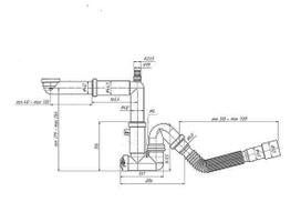 plasta - Ani Plast sifonas plautuvei F5325EU, 1 1/2x4, taupantis vietą, su žarna 40x40 - 2 nuotrauka