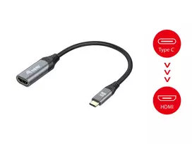 type c usb hdmi - Equip 133492 adapteris: 0,15 m USB Type-C į HDMI kabelis, juodas ir pilkas, video perdavimui. - 4 nuotrauka
