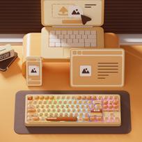 tkl keyboard - Akko TAC87 Bun Wonderland Wireless TKL (Oranžinė) - 6 nuotrauka