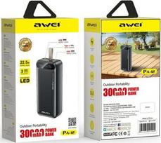 5v 3a - Awei PA-12 30000mAh 22.5W juodas - 2 nuotrauka