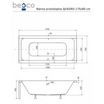 175 - Vonia Besco Quadro WAQ-175-PK, 175 cm x 79 cm x 55 cm, stačiakampis - 2 nuotrauka
