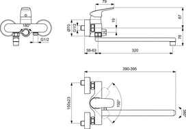 vonios maisytuvai senukai - Vonios maišytuvas Ideal Standard Ceraflex Exposed, chromo - 2 nuotrauka