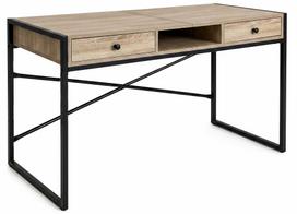 rasomasis stalas 80 - Rašomasis stalas su stalčiais Akord Furniture Factory Elonis, 123 cm x 48 cm, 80.5 cm, juoda sp./sonoma ąžuolo sp. - 1 nuotrauka